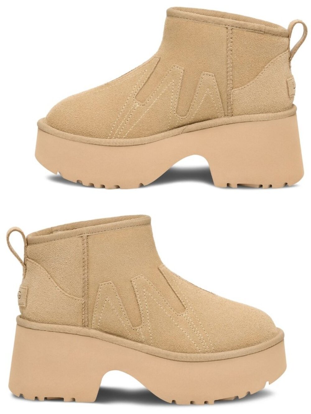 UGG Ultra Mini New Heights Sunwave Womens Suede Wool Lined Platform Boots Size 8